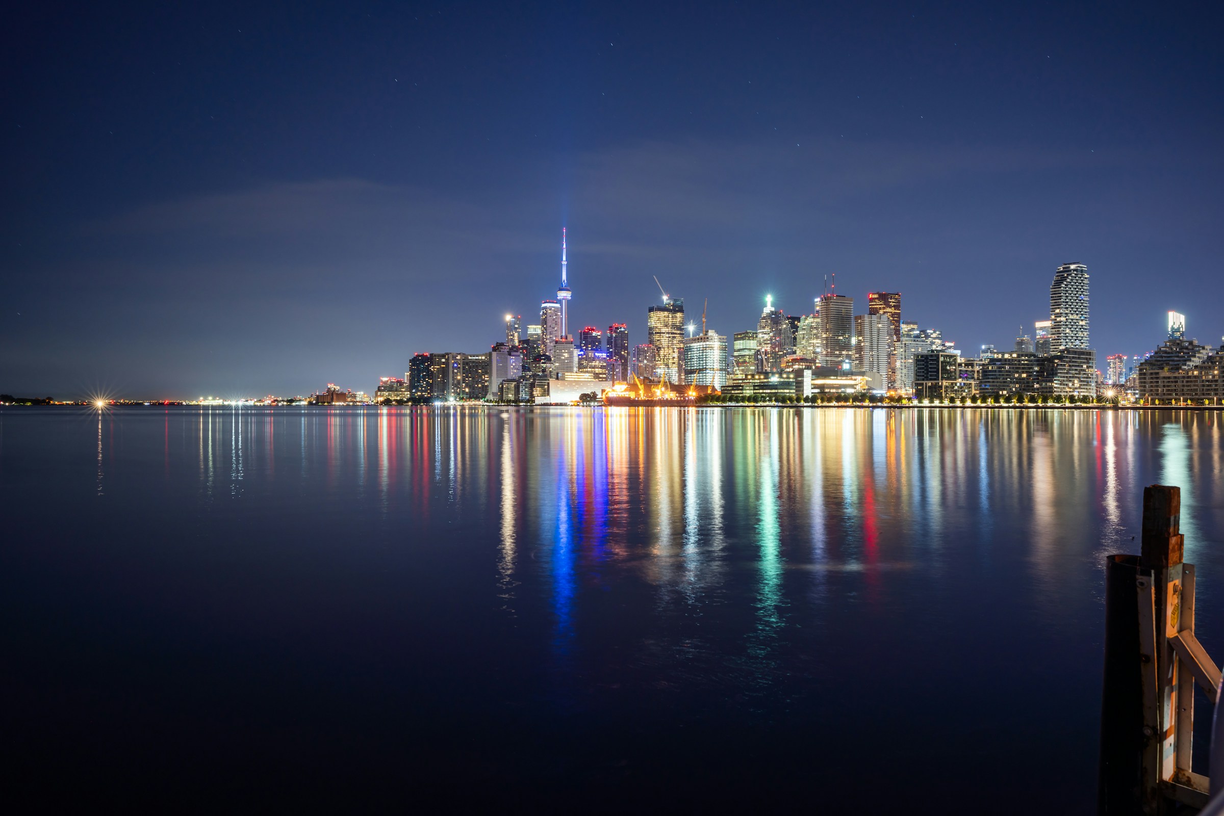 Toronto skyline and CN Tower overlooking Lake Ontario